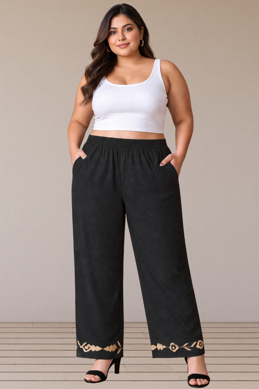 Black Rayon Pant Palazzo