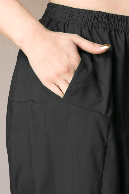 Black Rayon Pleated Salwar