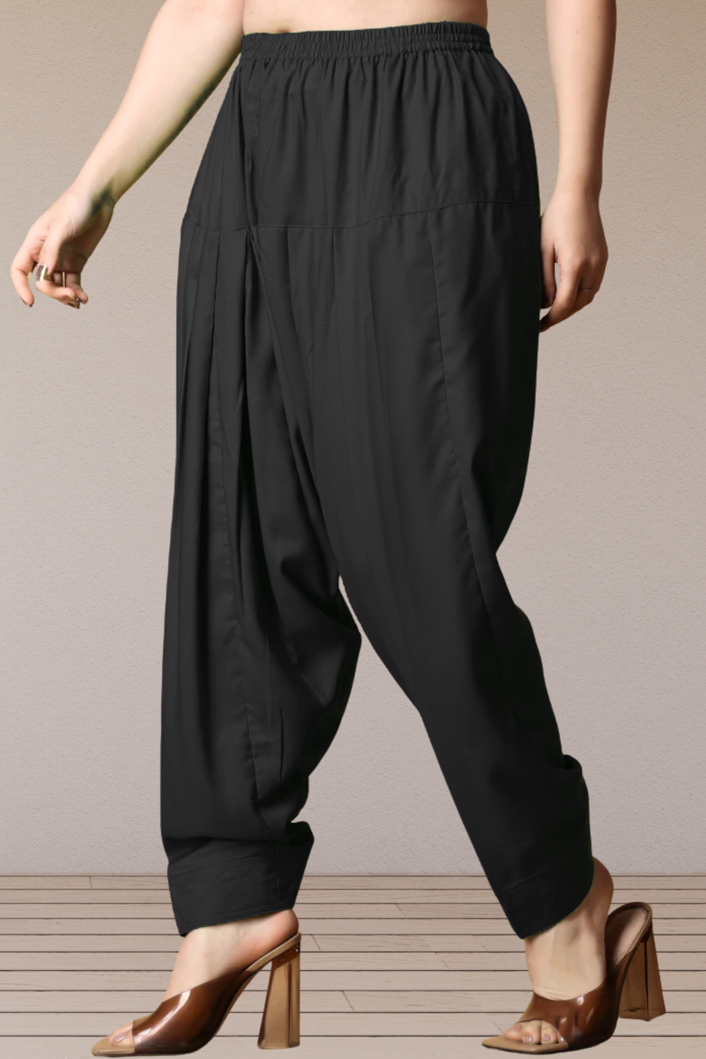 Black Pleated Rayon Salwar