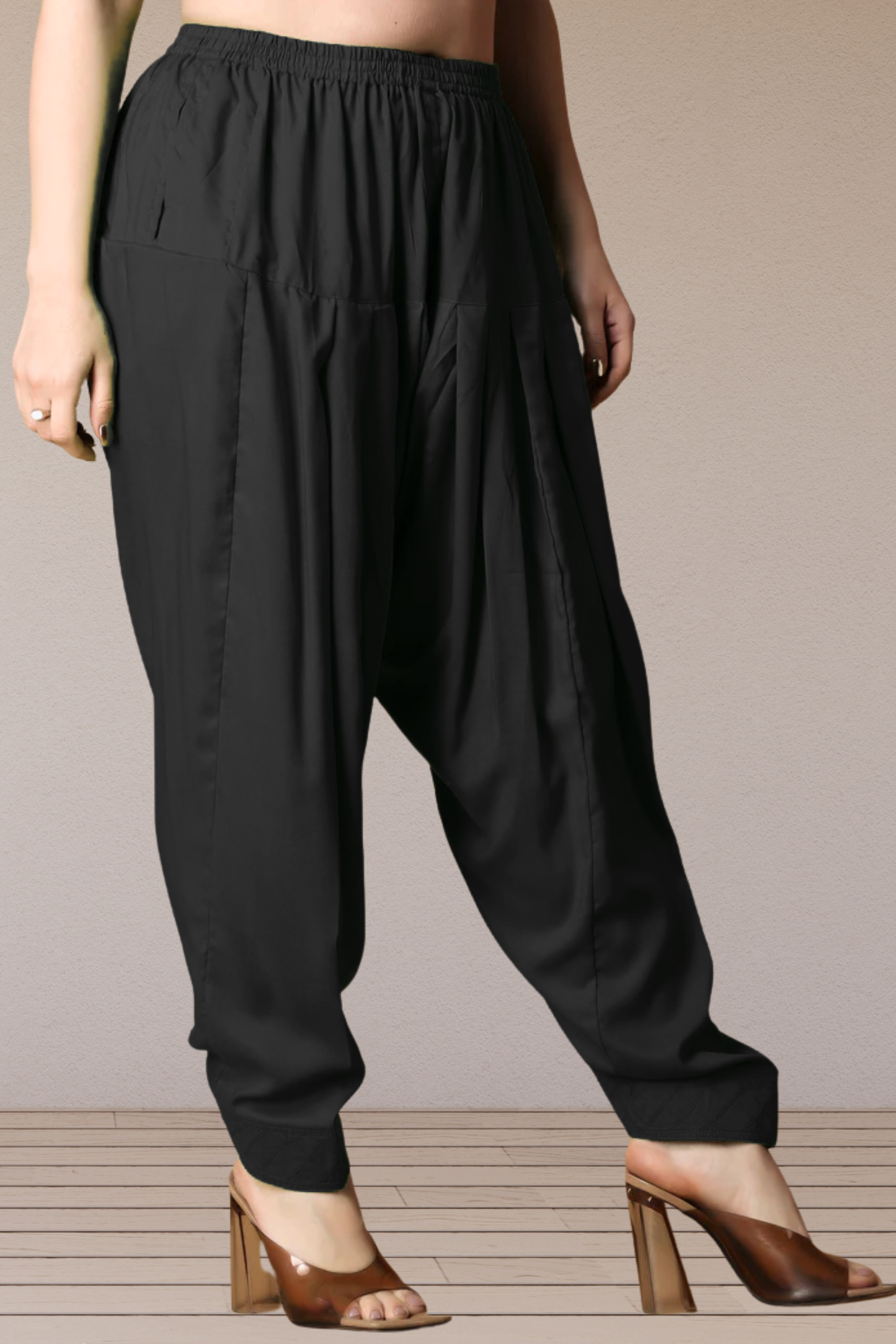 Black Pleated Rayon Salwar