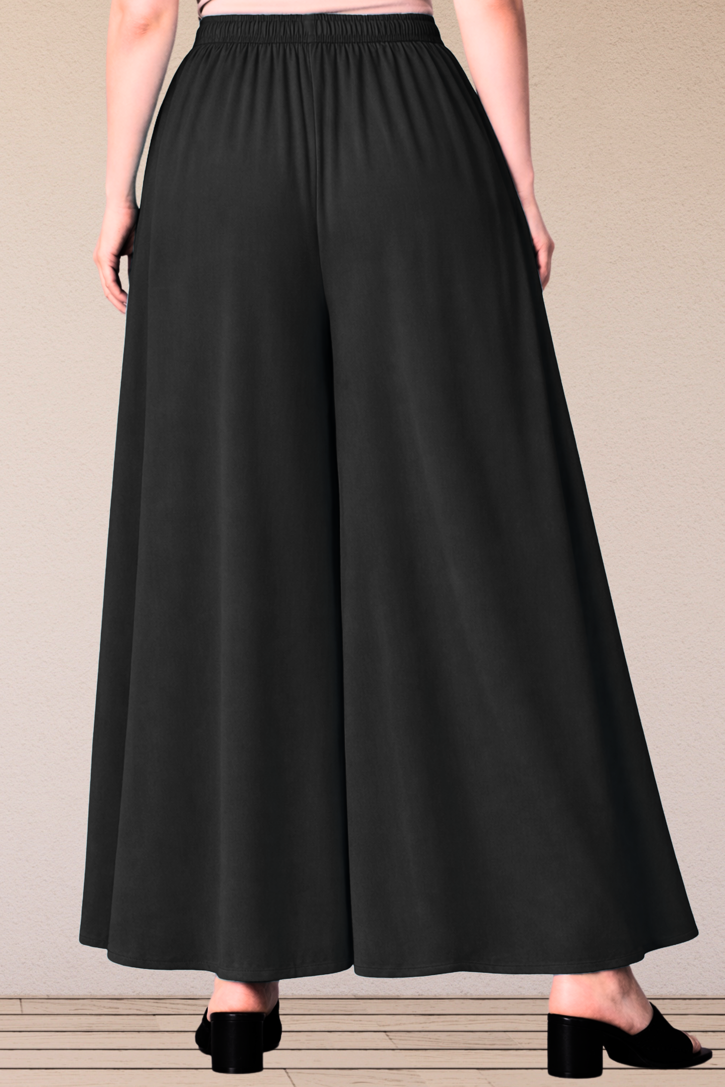 Black Rayon Skirt Palazzo
