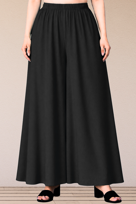 Black Rayon Slub Skirt Palazzo