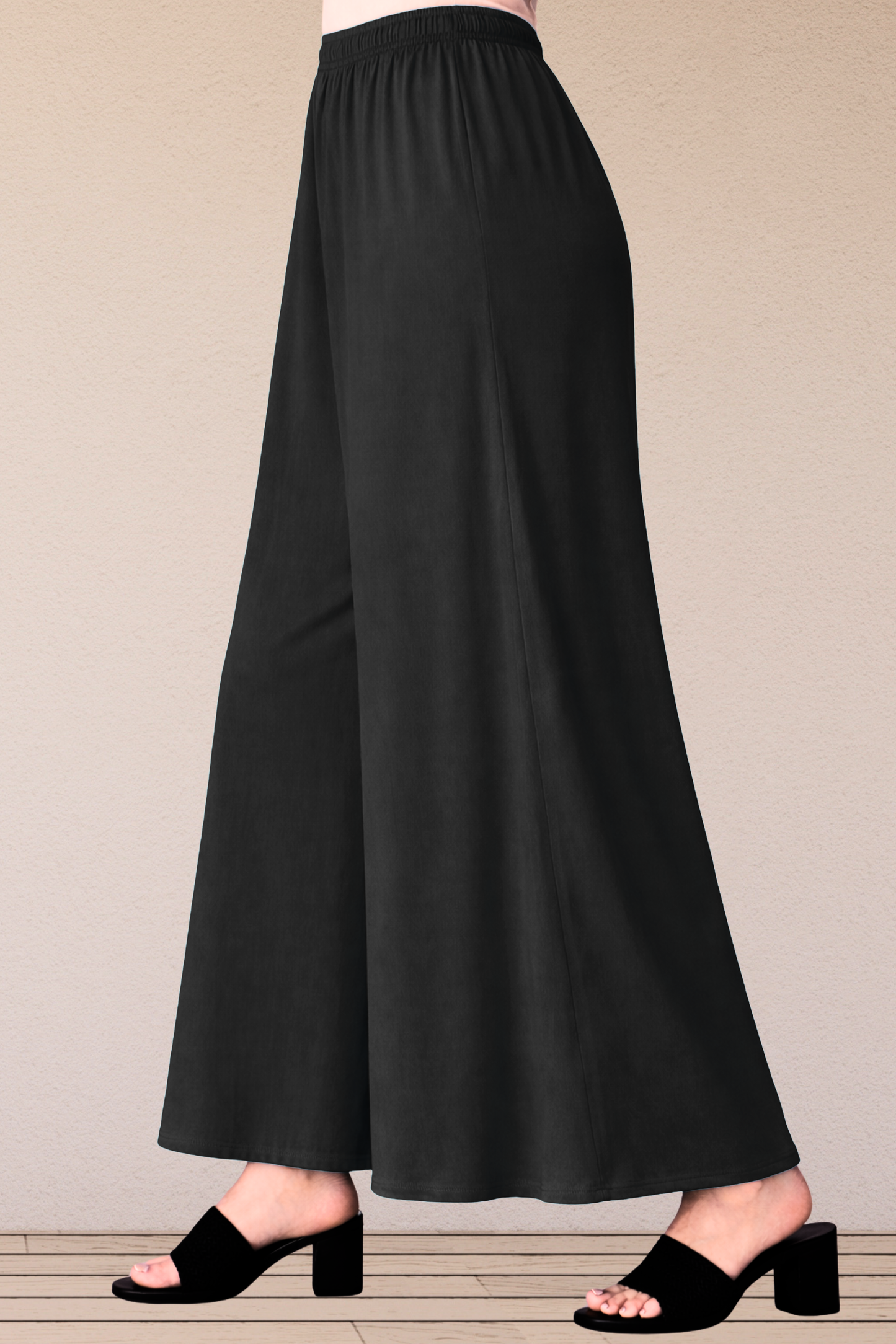 Black Rayon Skirt Palazzo