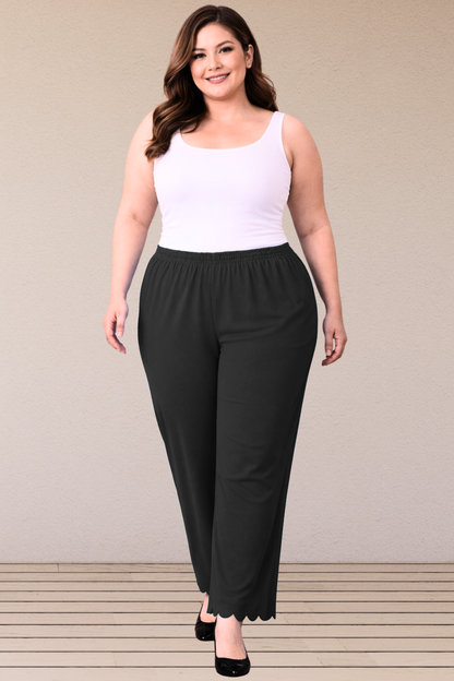 Black Scallop Cut Palazzo