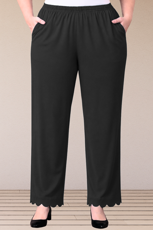 Black Scallop Cut Palazzo