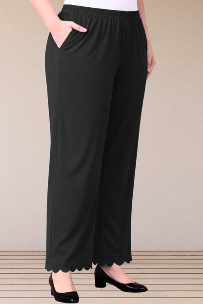 Black Scallop Cut Palazzo