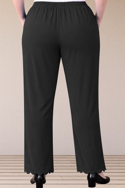 Black Scallop Cut Palazzo