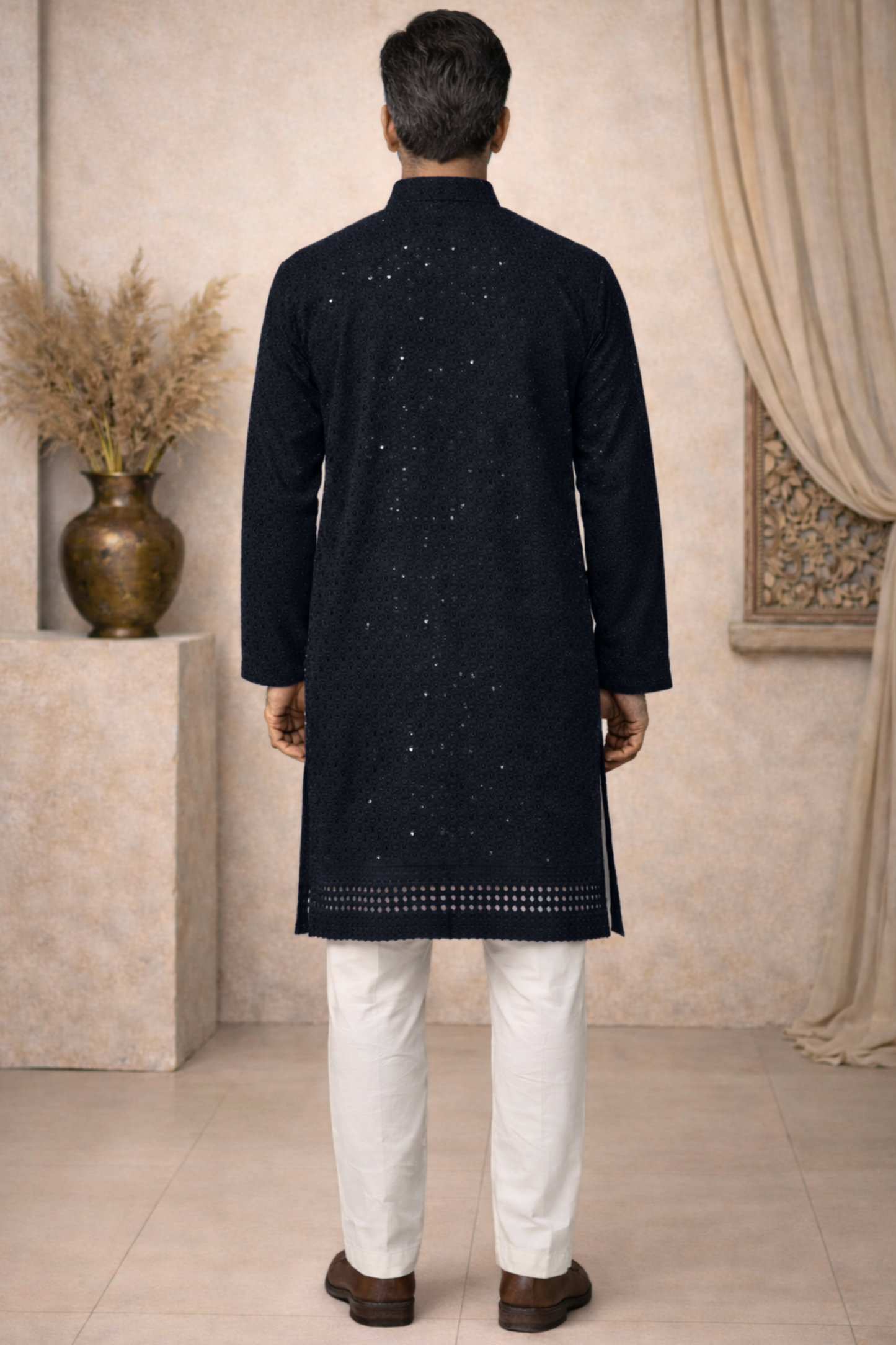 Starlit Black Sequined Kurta