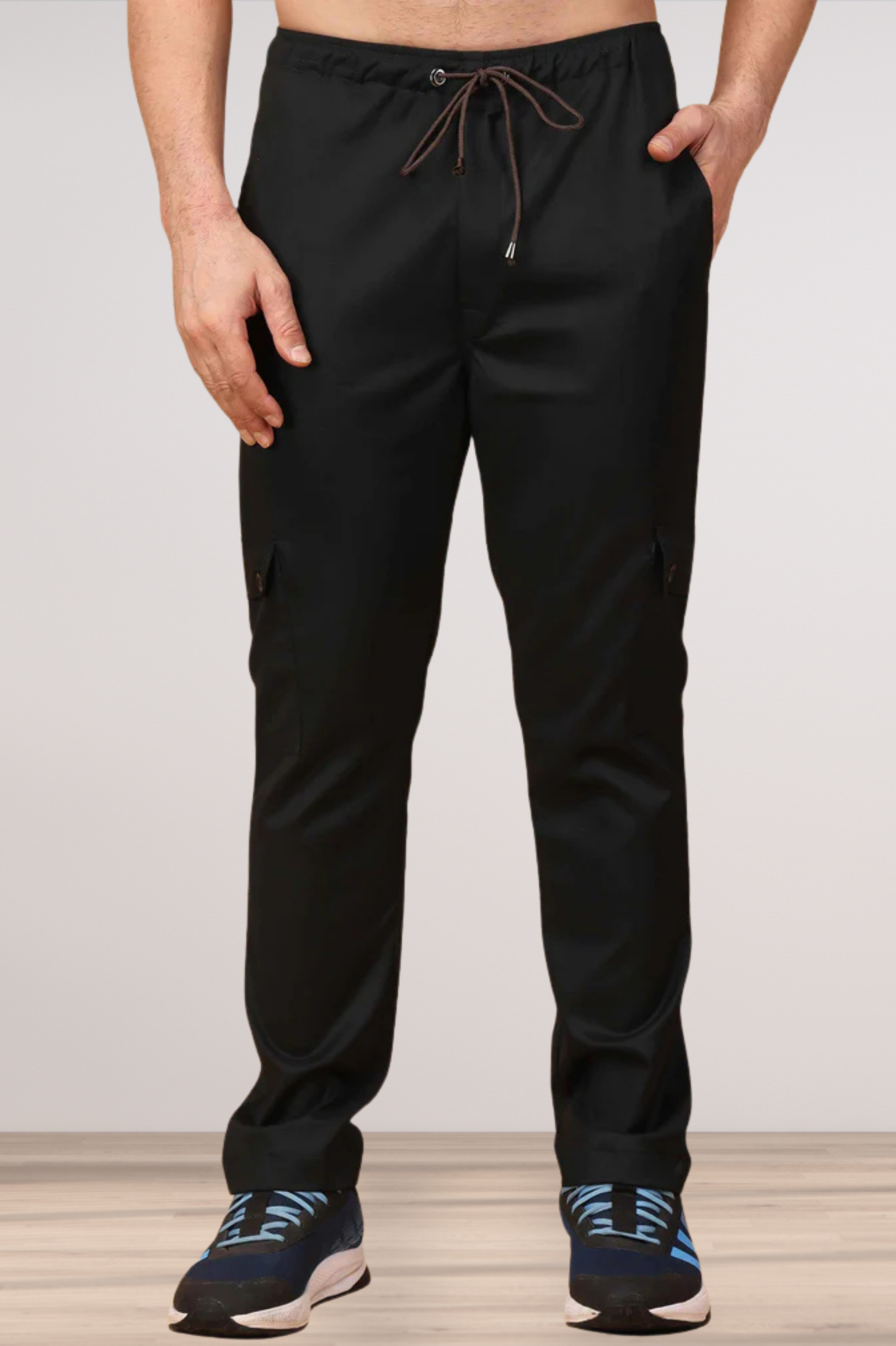 Black Stretchable Cargo Pants - 4 Pocket
