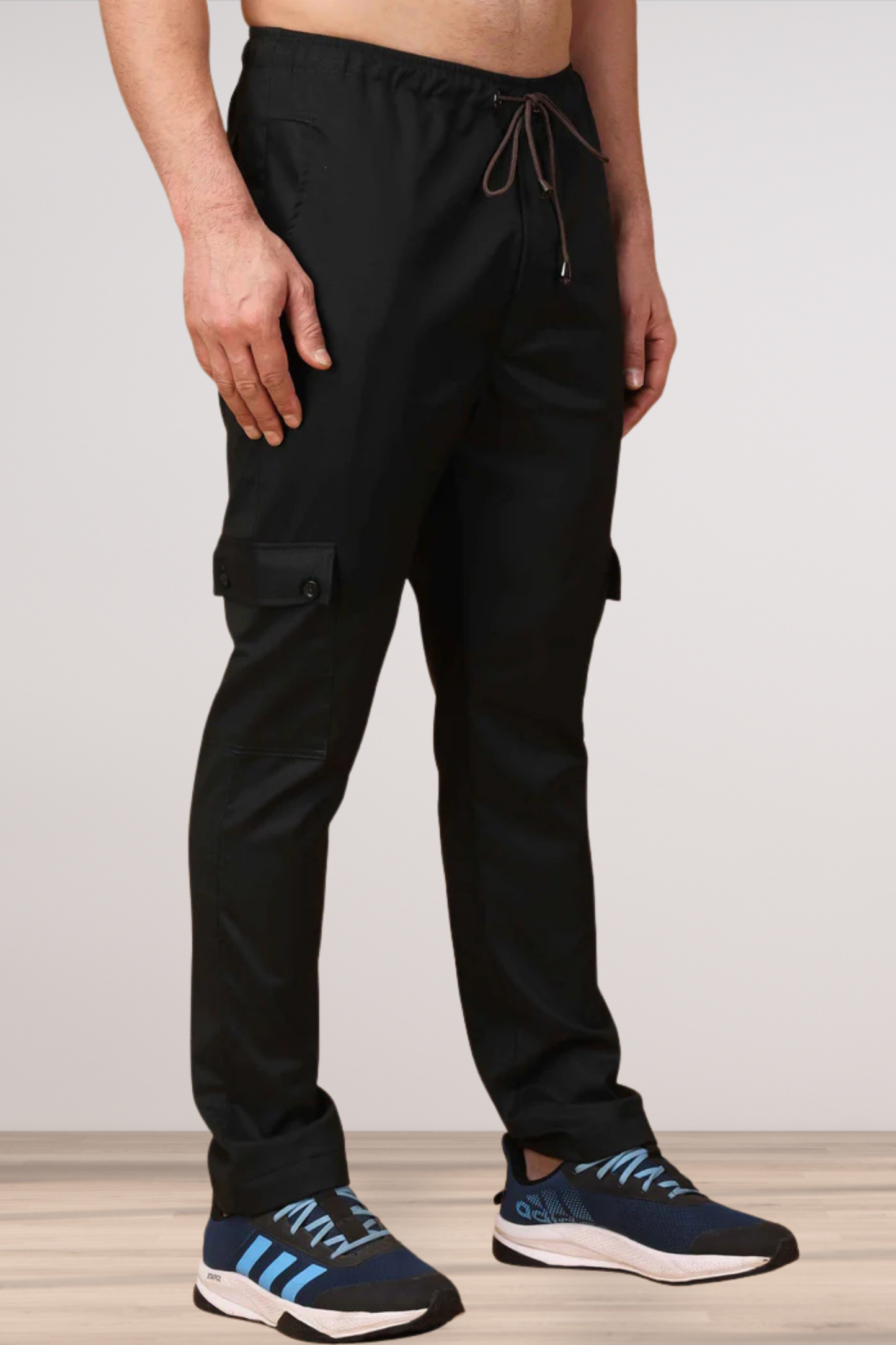 Black Stretchable Cargo Pants - 4 Pocket