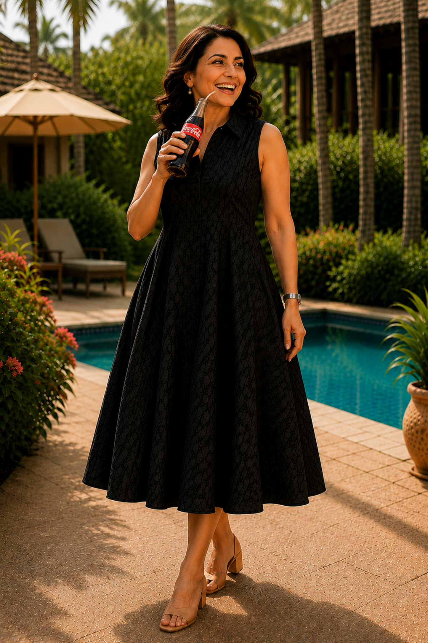Midnight Muse Textured Dress With Pockets