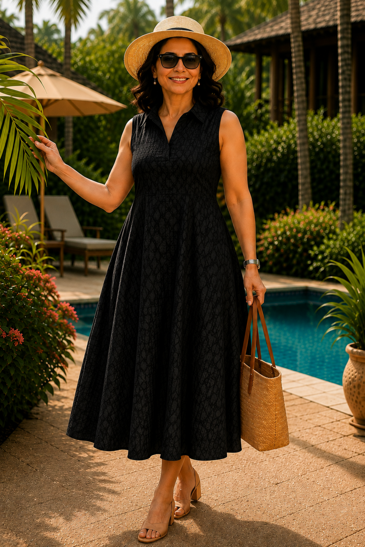 Midnight Muse Textured Dress With Pockets