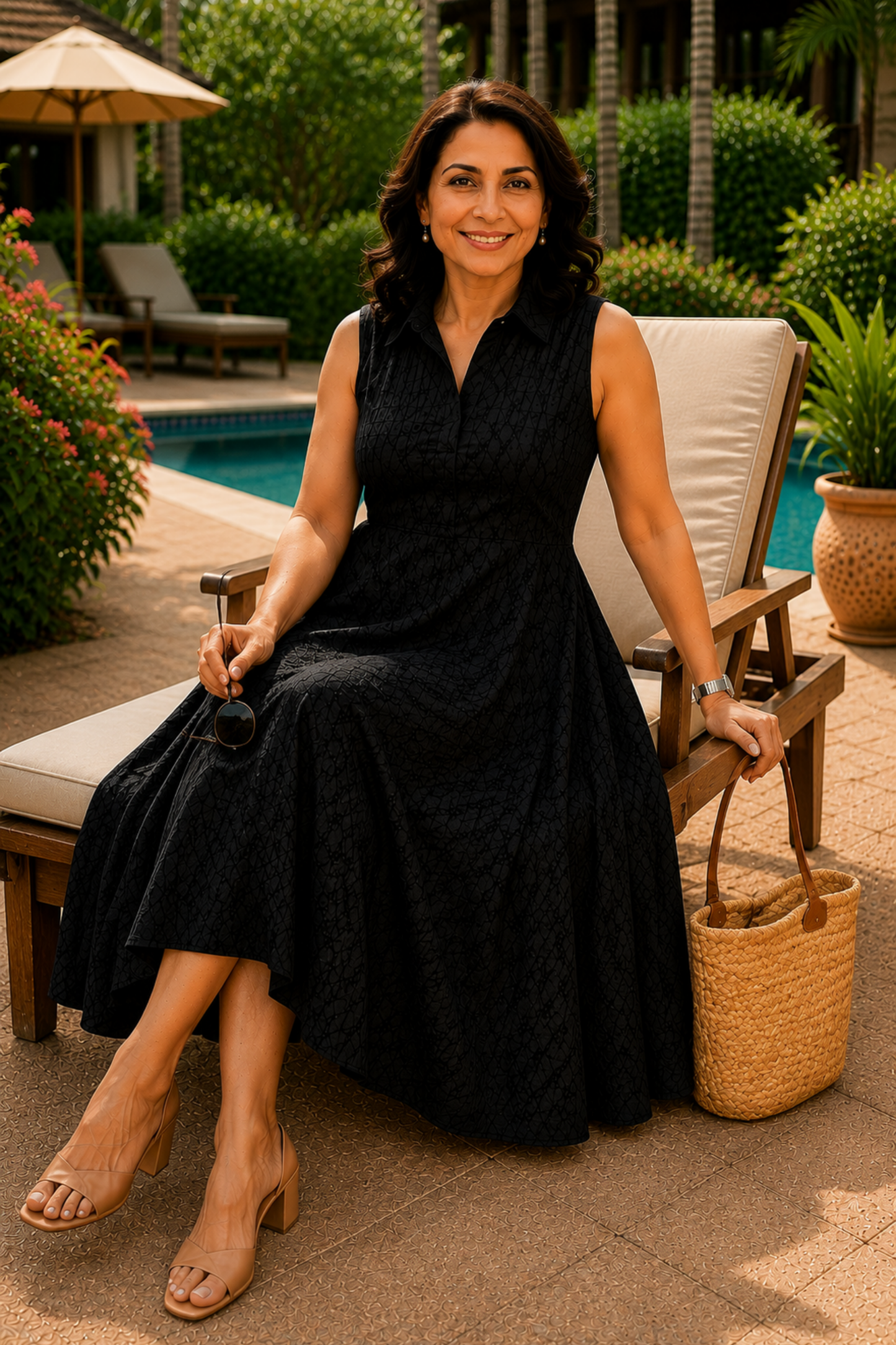 Midnight Muse Textured Dress With Pockets