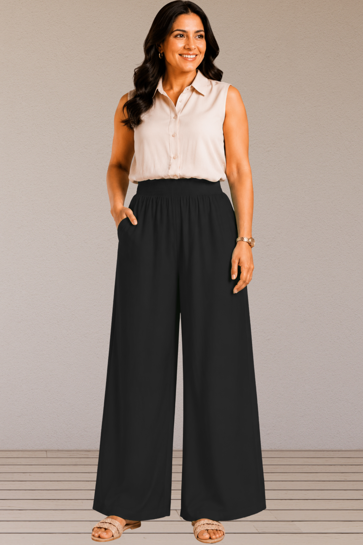 Black Flared Palazzo Pant