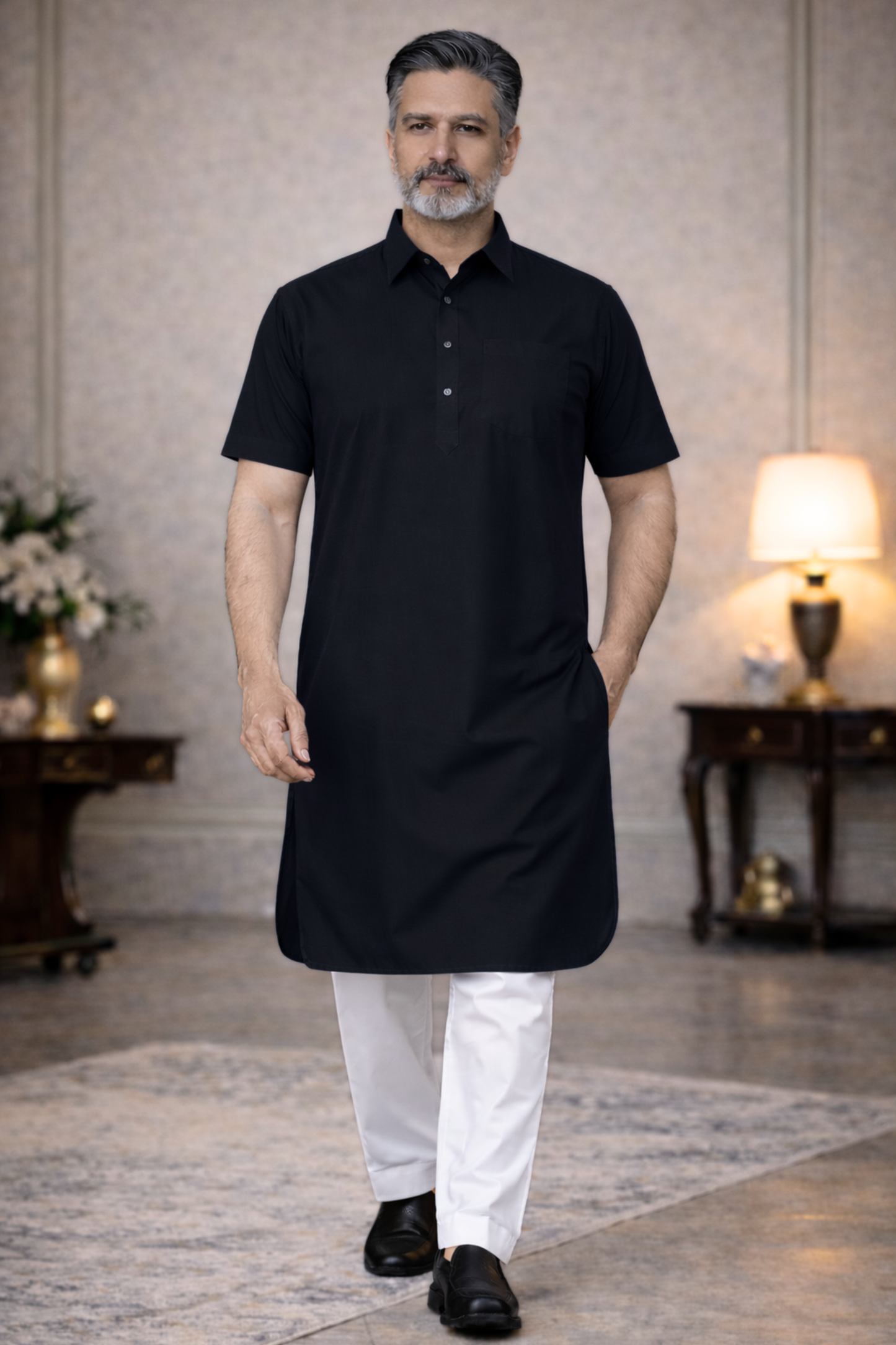 Black Everyday Cotton Kurta Pajama