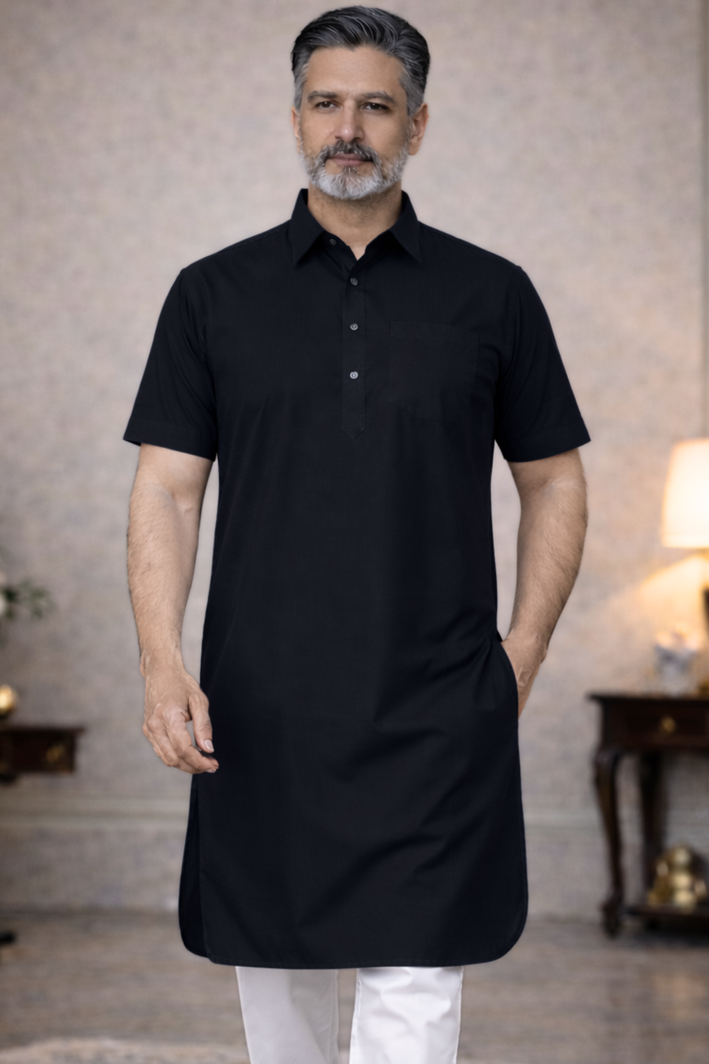 Black Everyday Cotton Kurta Pajama