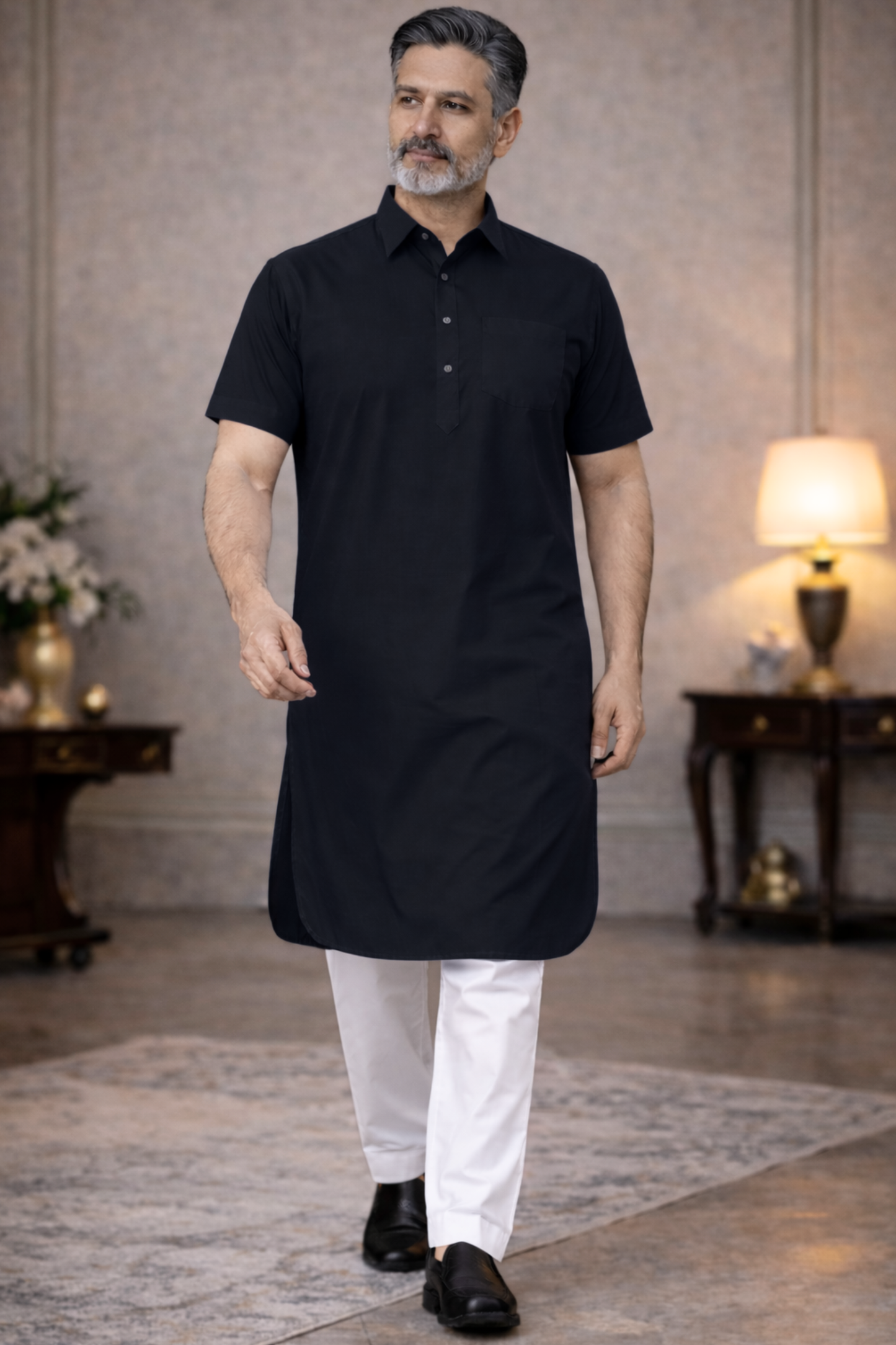 Black Everyday Cotton Kurta Pajama