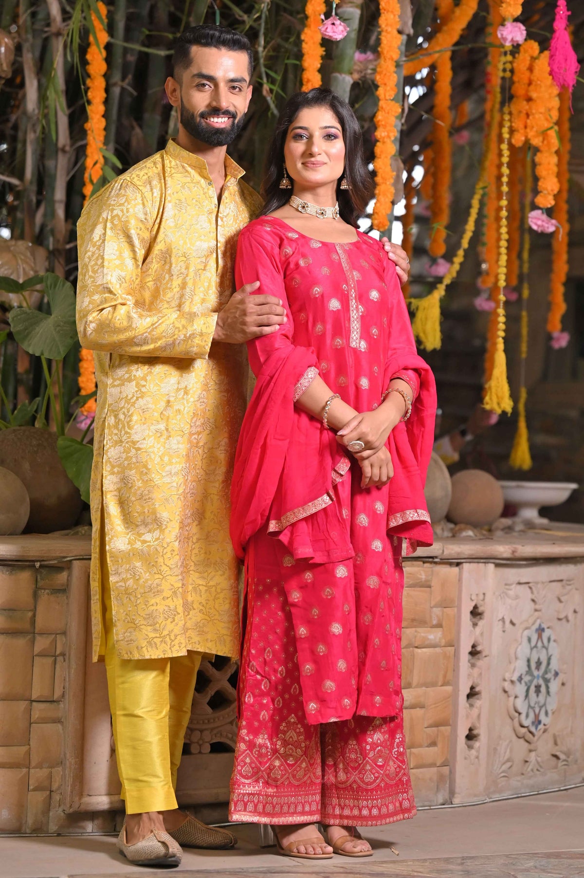 Buy Plus Size ​Blissful Weaves Jacquard Couple Outfit At Apella | Sizes XS to 10 XL | India | Free Delivery | Customized