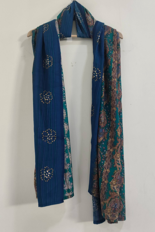 Blue Abstract Silk Dupatta