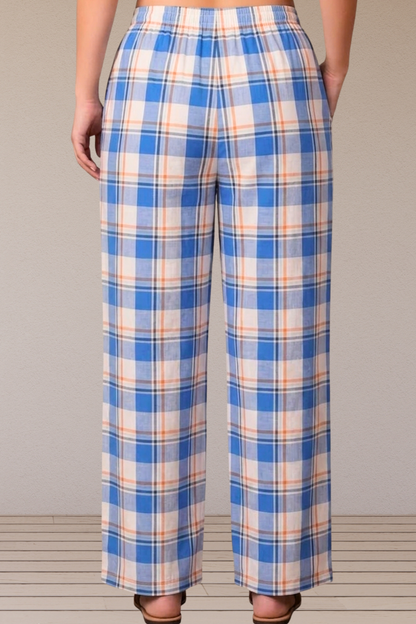 Blue Checked Cotton Pajama Pant