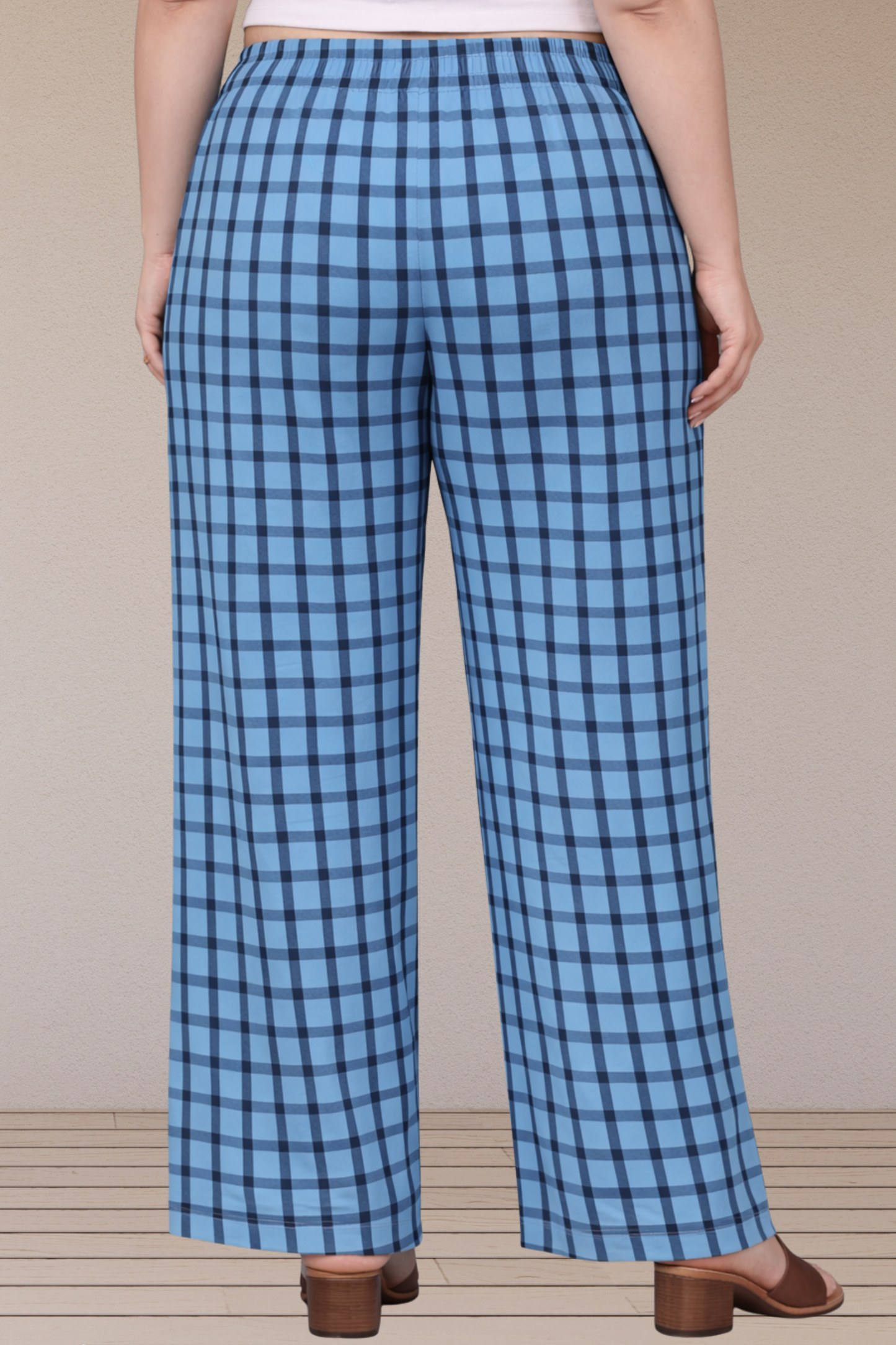 Blue Checked Cotton Pajama Pant
