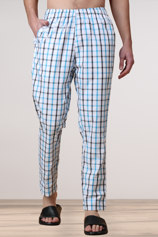 Blue Checked Cotton Pant Pajama