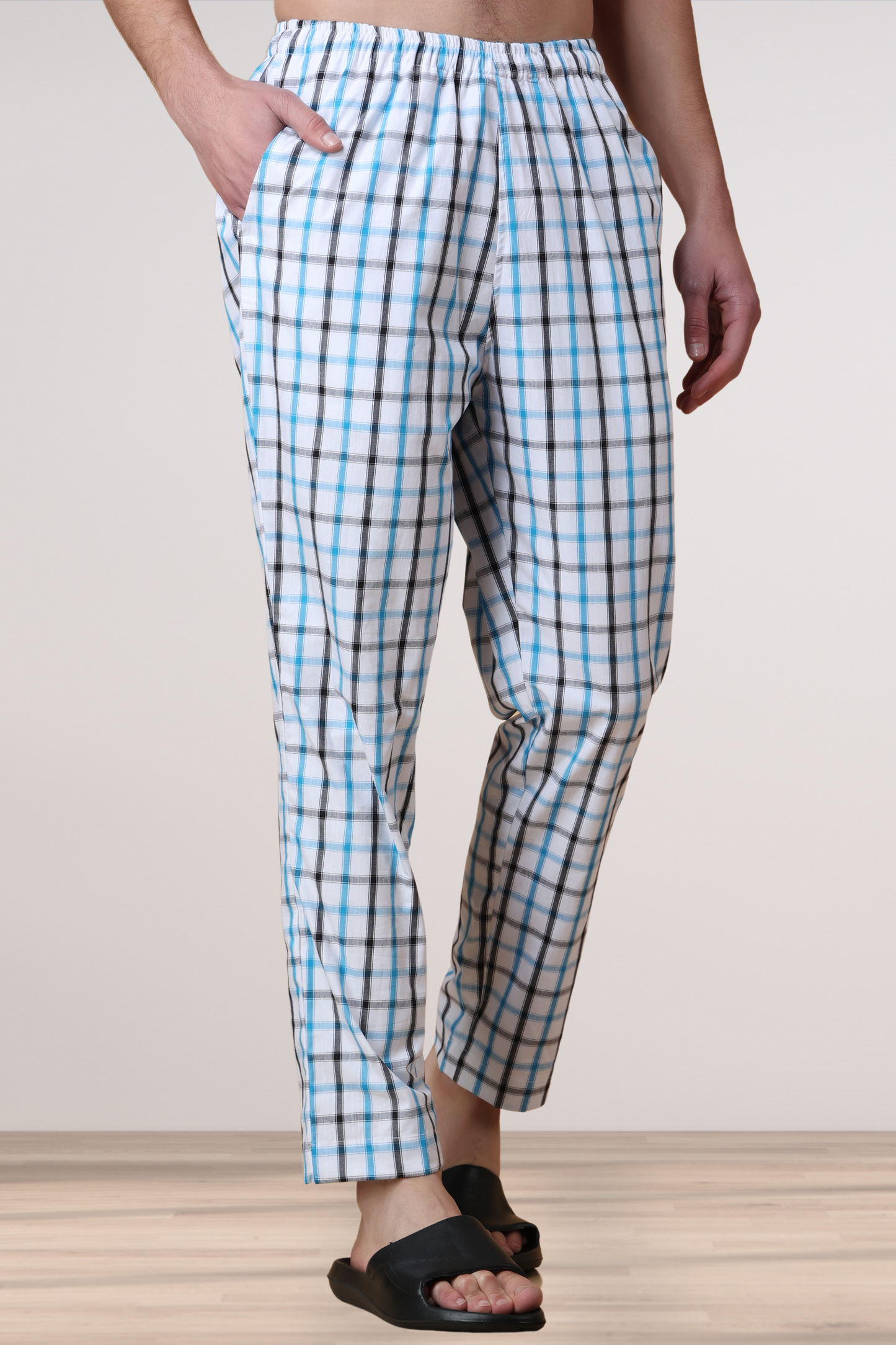 Blue Checked Cotton Pant Pajama