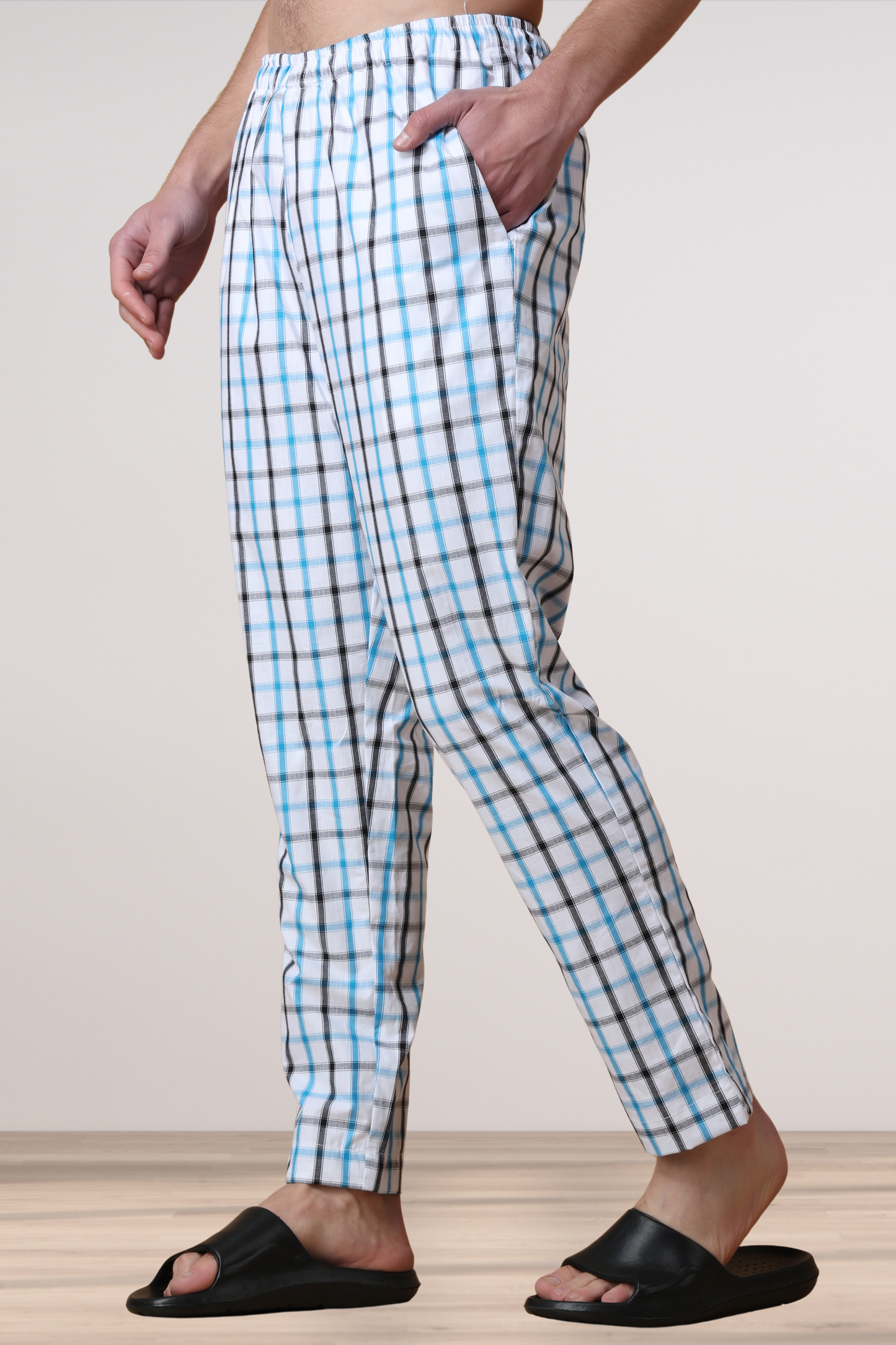 Blue Checked Cotton Pant Pajama