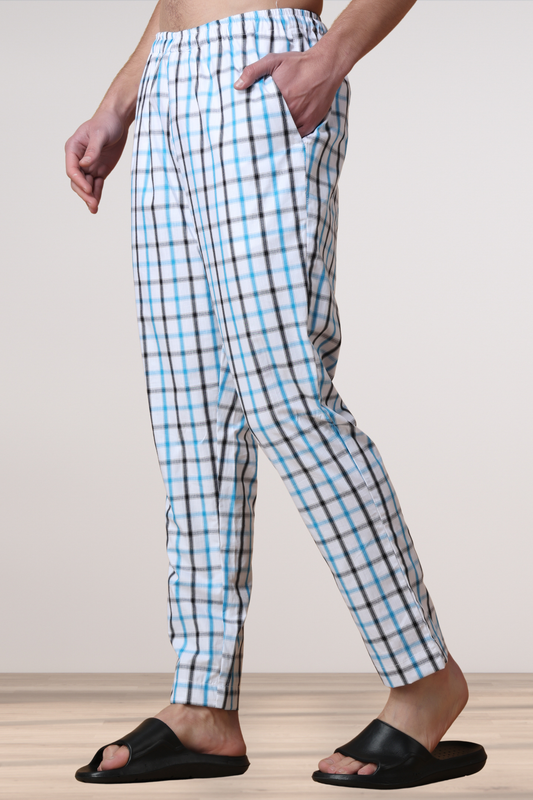 Blue Checked Cotton Pant Pajama
