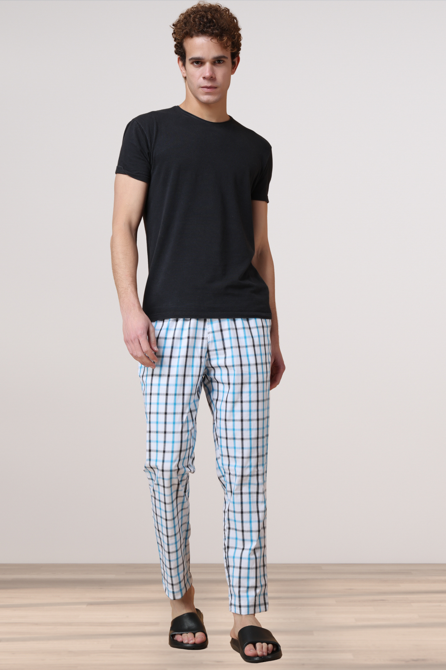 Blue Checked Cotton Pant Pajama