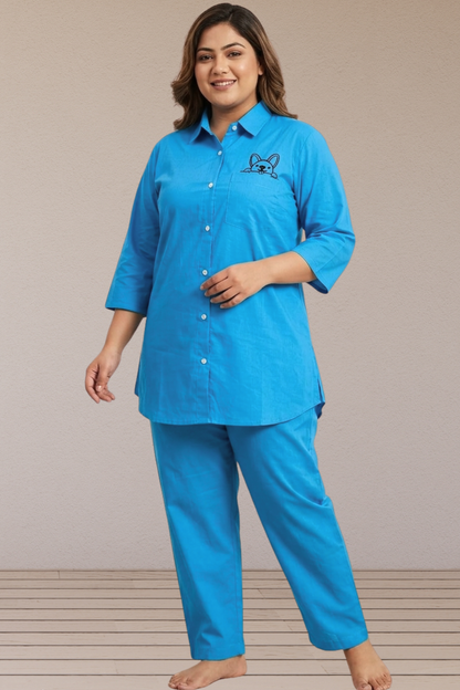 Blue Cotton Night Suit