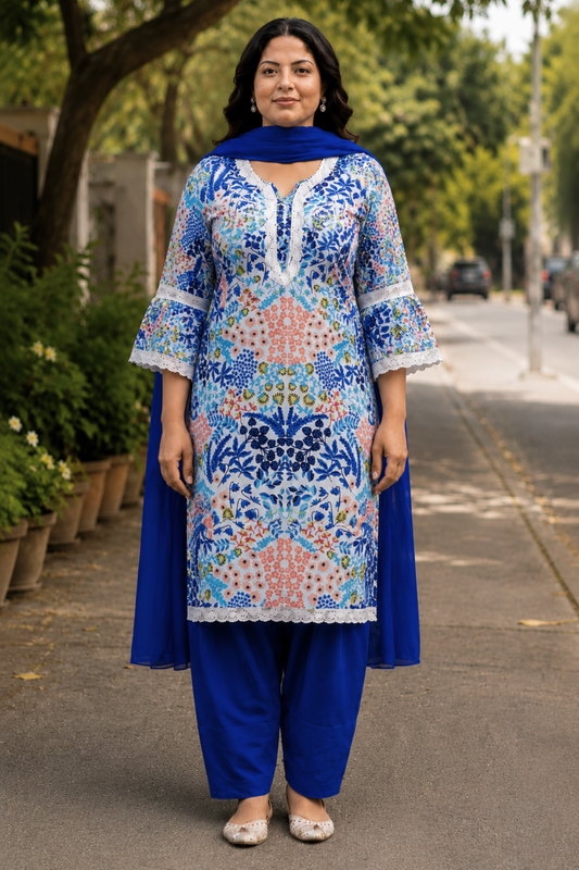 Blue Jardin Farshi Salwar Suit