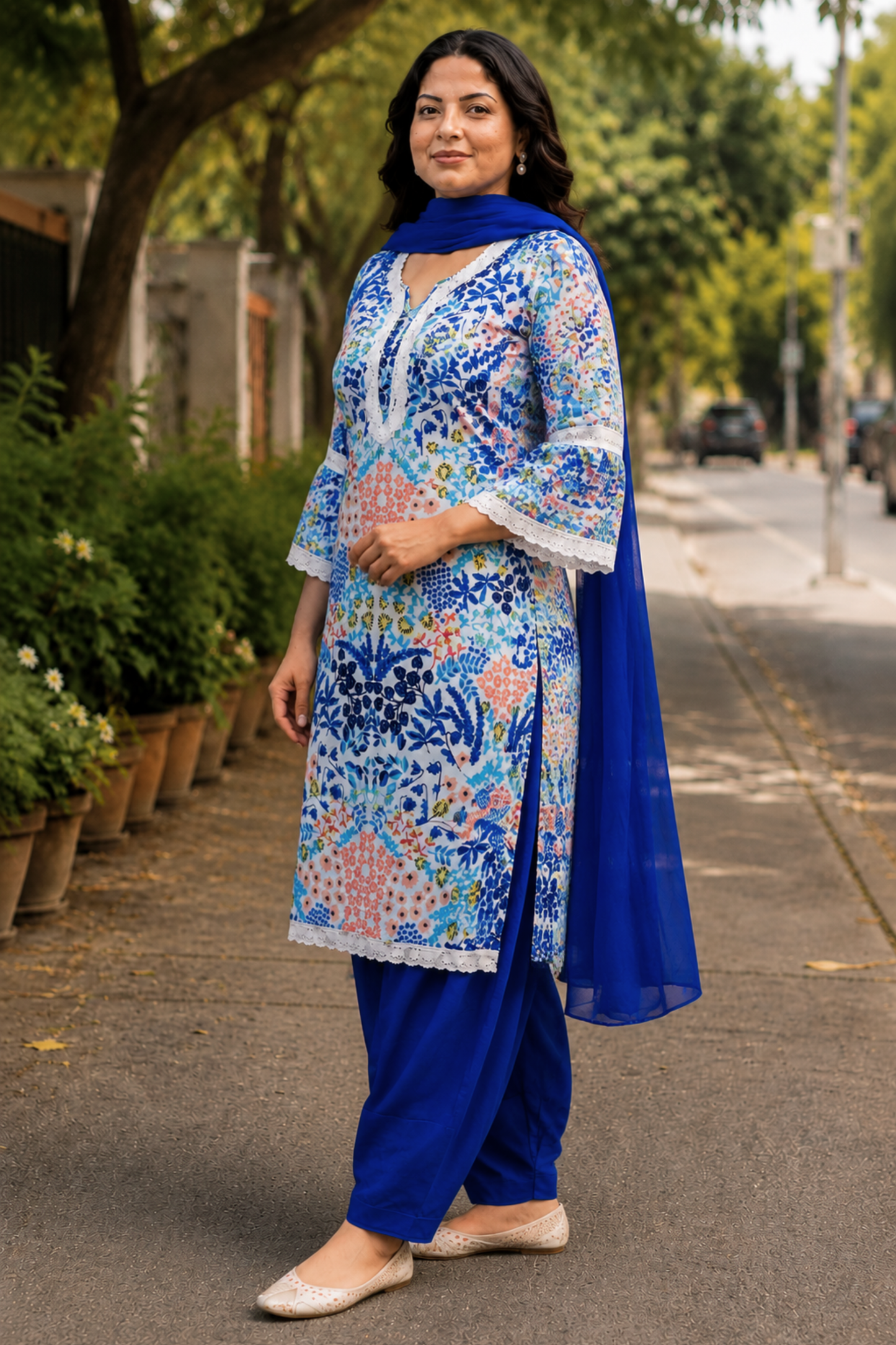 Blue Jardin Elegance Farshi Salwar Suit
