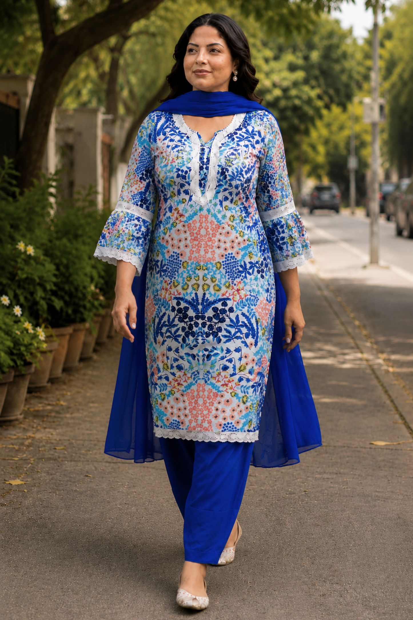 Blue Jardin Elegance Farshi Salwar Suit
