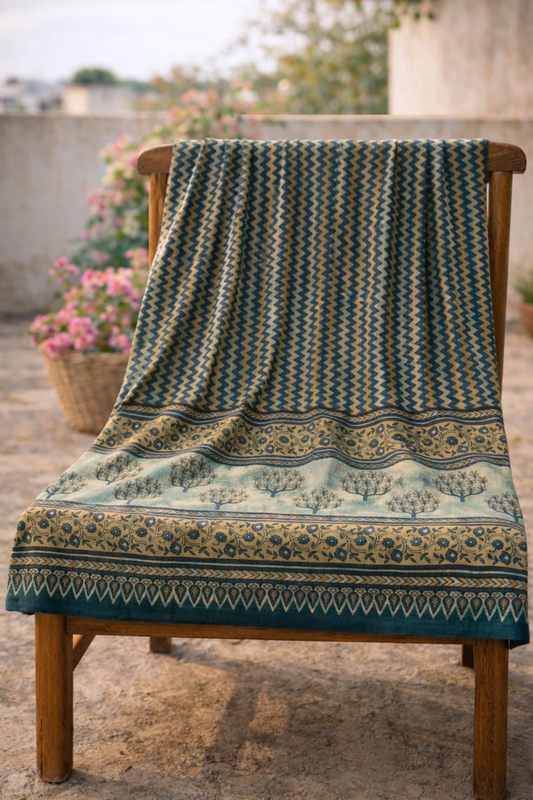 Blue Printed Cotton Dupatta