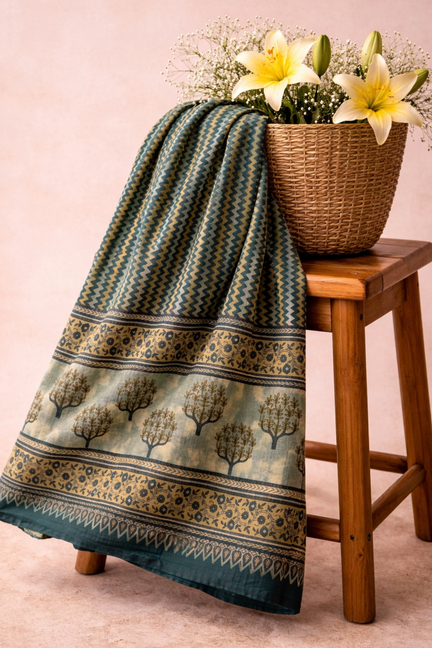 Blue Printed Cotton Dupatta