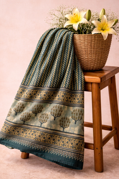 Blue Printed Cotton Dupatta