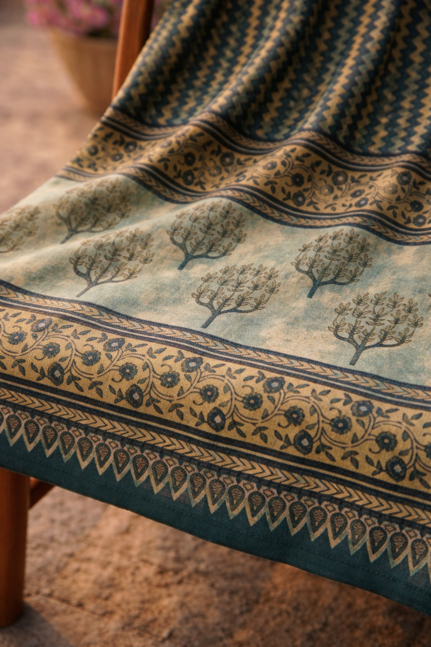 Blue Printed Cotton Dupatta