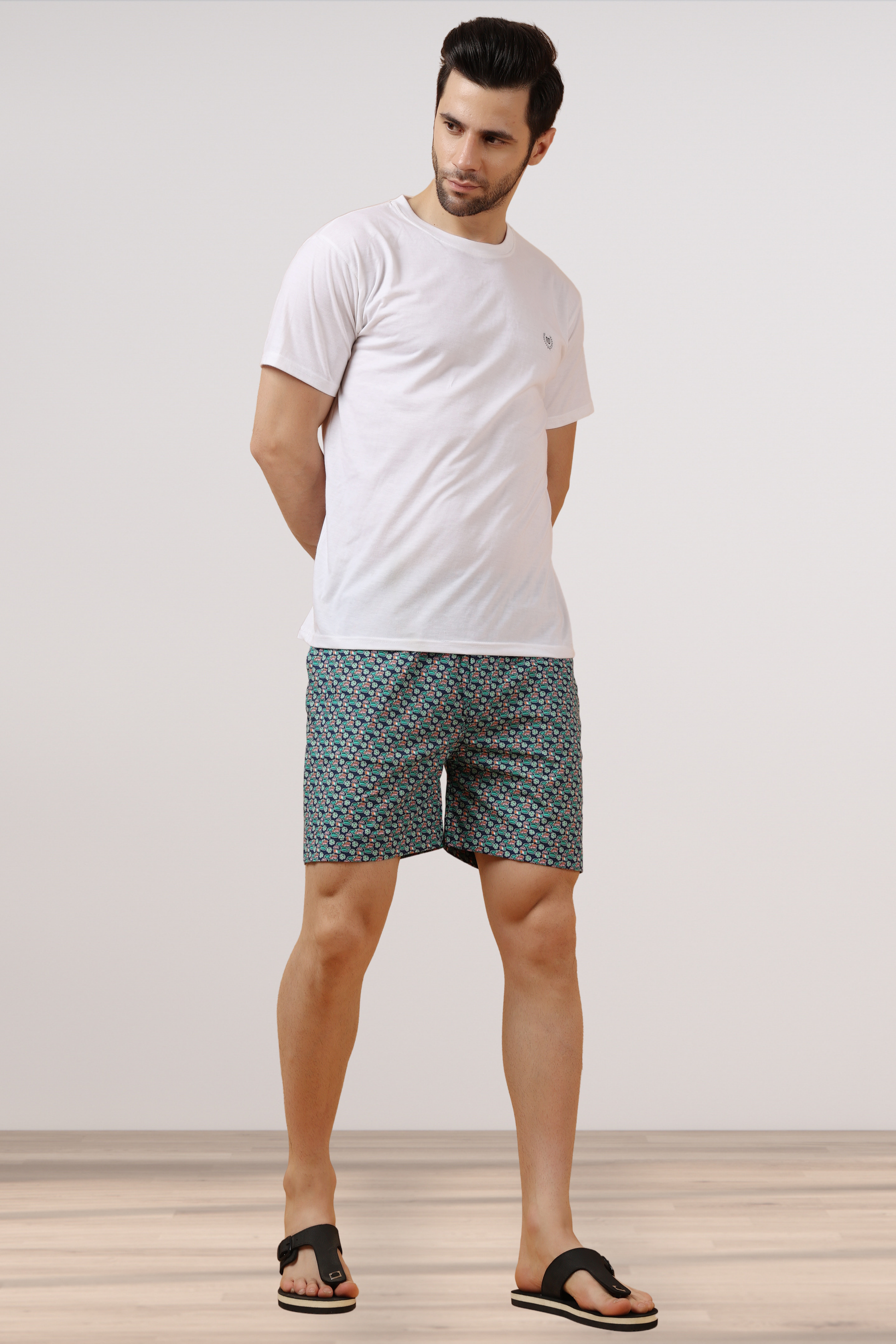 Buy Plus Size ​Blue Printed Poplin Cotton Shorts | Apella - The XS