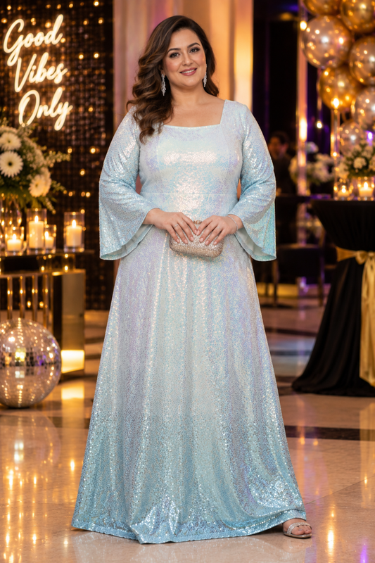 Blue Haze Ombre Shimmer Dress
