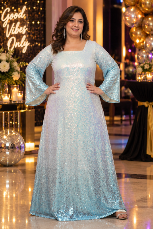 Blue Haze Ombre Shimmer Dress