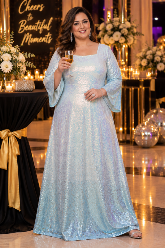 Blue Haze Ombre Shimmer Dress