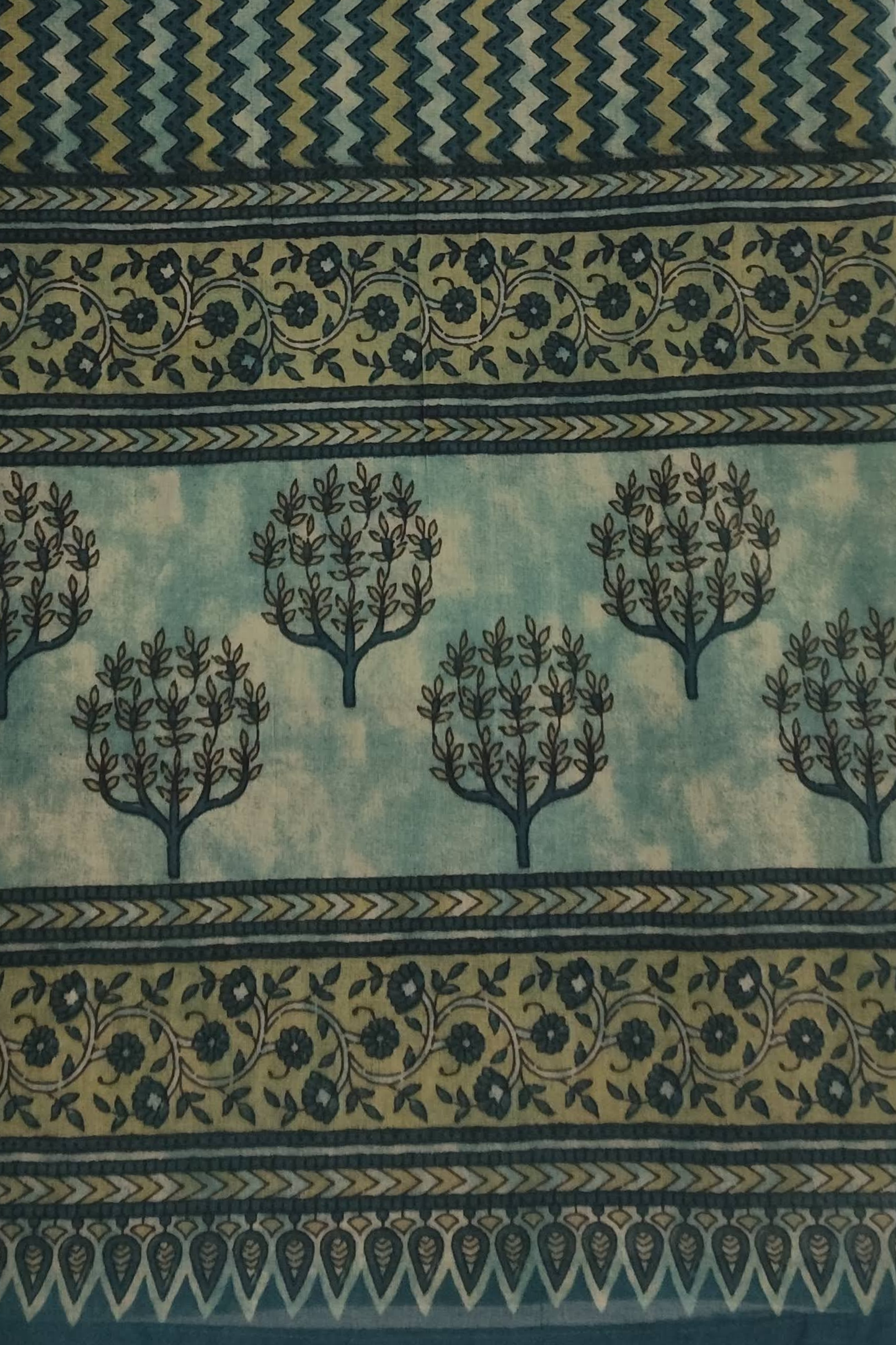 Blue Printed Cotton Dupatta