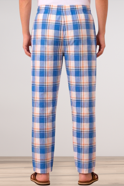 Blue & White Checked Comfort Cotton Pajama