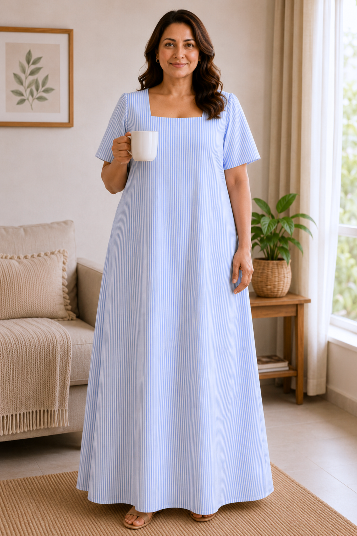 Serene Stripe Cotton Night Gown
