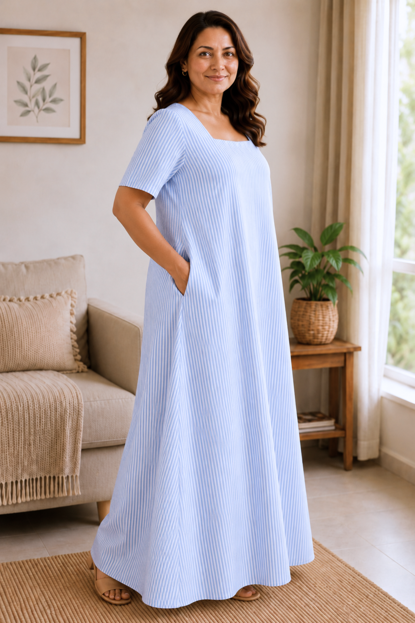 Serene Stripe Cotton Night Gown