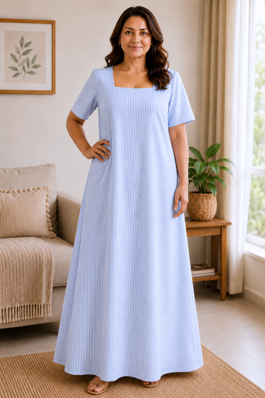 Serene Stripe Cotton Night Gown