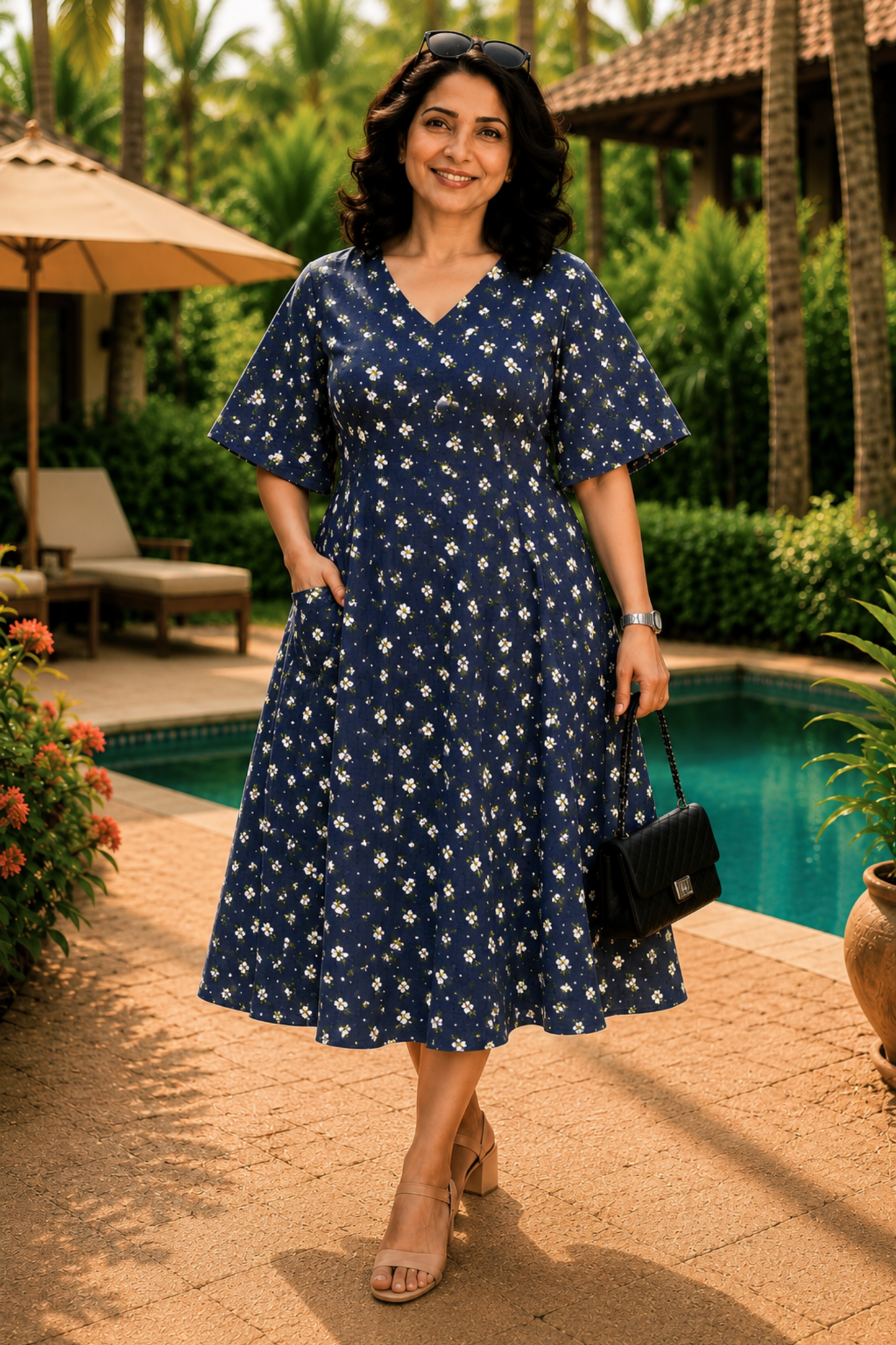 Bluebell Garden Floral Dress With Pockets