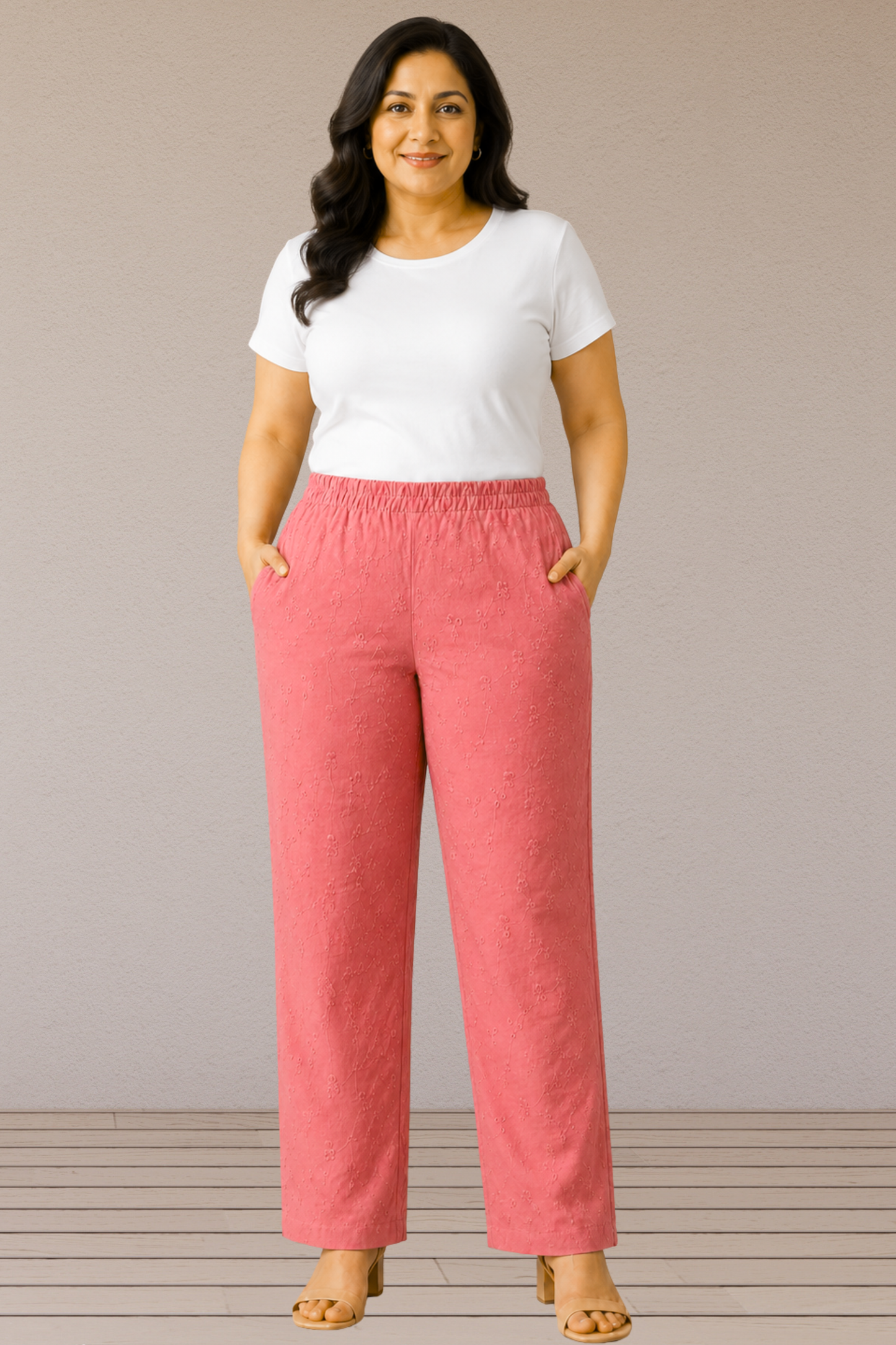 Blush Chikankari Cotton Pant Palazzo