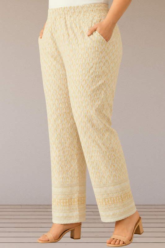 Vanilla Chikankari Cotton Pant Palazzo